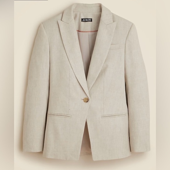 NWT J. Crew Light Tan Alexandra Blazer in Stretch Linen Blend, size 20 - Picture 2 of 11